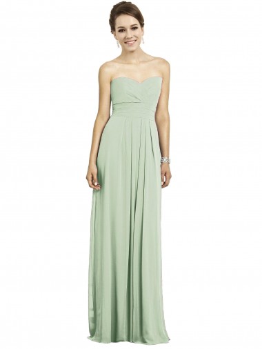 Shop Full Length Strapless Chiffon Bridesmaid Dress with Sweetheart Neckline UK