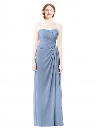 Shop Strapless Long Chiffon Bridesmaid Dress with Sweetheart Neckline UK