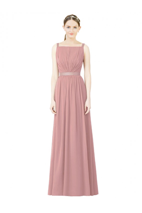 High Neck Chiffon Bridesmaid Dress with Low Back