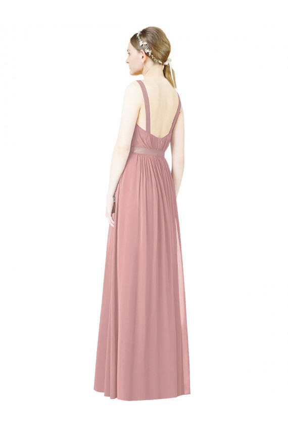 High Neck Chiffon Bridesmaid Dress with Low Back