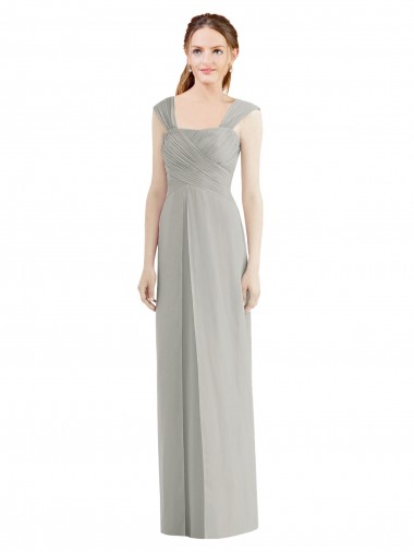 Shop Full Length Lux Chiffon Dress with Draped Bodice And Shirred Straps UK