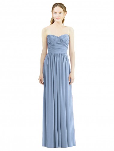 Shop Strapless Long Chiffon Dress with Sweetheart Neckline And Draped Bodice UK