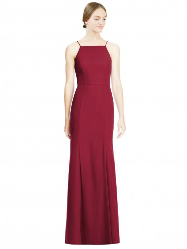 Shop High Square Trumpet Chiffon Bridesmaid Dress with Lace-Up Open Back UK