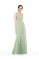 Sheer Back Cap Sleeves Long Chiffon Bridesmaid Dress 