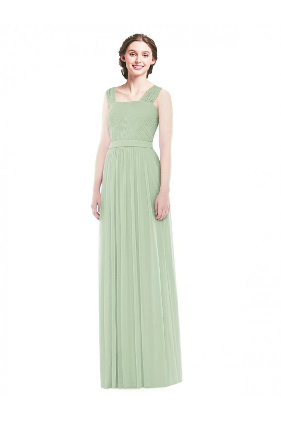 Sleeveless Chiffon Long Bridesmaid Dress with Shoulder Straps