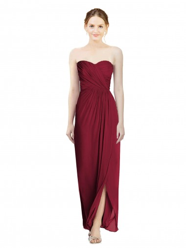 Shop Strapless Sweetheart Long Chiffon Bridesmaid Dress UK