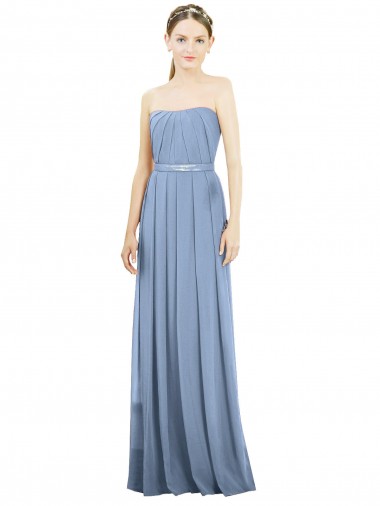 Shop V-Pleat Chiffon Full-Length Strapless Bridesmaid Dress UK