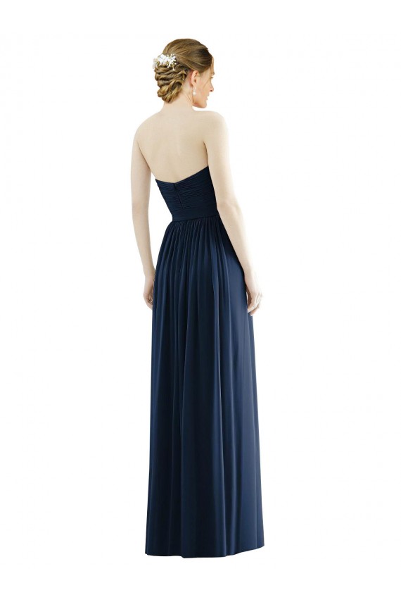 Low Back Draped Strapless Chiffon Formal Bridesmaid Dress 