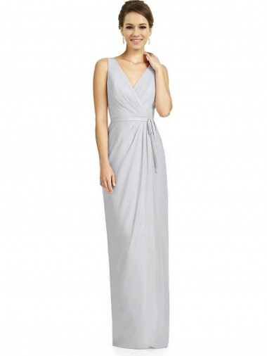 Shop Draped V-Neck Cocktail Length Chiffon Bridesmaid Dress UK