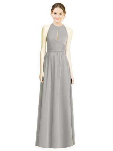 Shop Draped Keyhole Long Chiffon Bridesmaid Dress UK