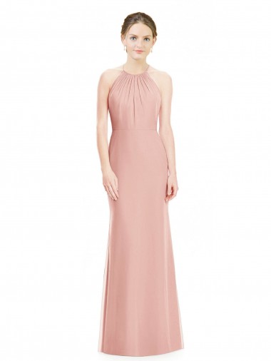 Shop Halter Neck Trumpet Chiffon Bridesmaid Dress UK