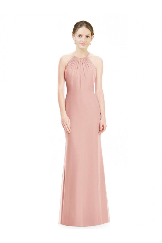 Halter Neck Trumpet Chiffon Bridesmaid Dress