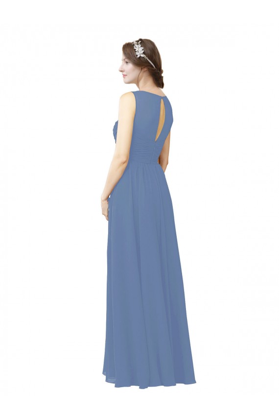 Luxe Chiffon Bridesmaid Dress with Illusion and Sweetheart Neckline