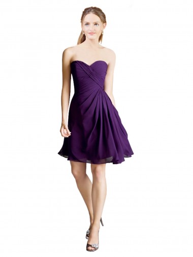 Shop Draped Chiffon Long Sweetheart Cocktail Bridesmaid Dress UK