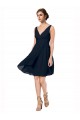 Short Knee Length Criss Cross Draped Chiffon Cocktail Bridesmaid Dress