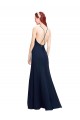 High Halter Fit and Flare Long Chiffon Bridesmaid Dress / Prom Dress with Criss Cross Low Back