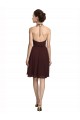 Short Knee Length Chiffon Bridesmaids Dress with Halter Cowl Neck