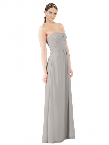 Shop Twisted Strapless Sweetheart Neckline Long Chiffon Bridesmaid Dress UK