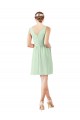 v-Neckline Short Knee Length Chiffon Cocktail Bridesmaid Dress