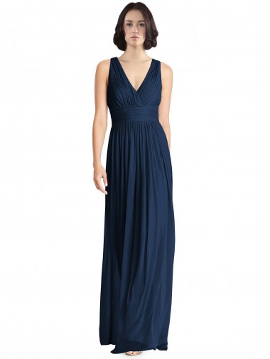 Shop Cut Out Back Long Chiffon V-Neck Bridesmaid Dress UK