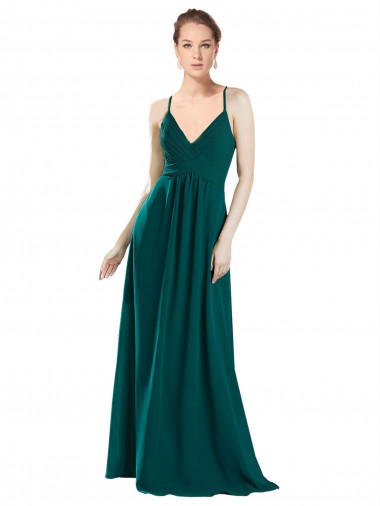 Shop Sexy Chiffon Bridesmaid Dress with Deep V-Neckline UK