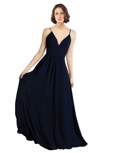 Shop Simple Chiffon Bridesmaid Dress with Deep V-Neckline UK