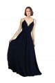 Simple Chiffon Bridesmaid Dress with Deep V-Neckline