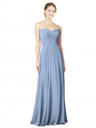 Shop Draped Strapless Sweetheart Full Length Chiffon Bridesmaid Dress UK