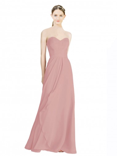 Shop Daped A-Line Chiffon Bridesmaid Dress with Pleated Sweetheart Bodice UK