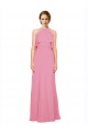 Ruffle Halter Neck A-Line Chiffon Bridesmaid Dress with Open Back