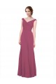 V-Neckline Long Chiffon Bridesmaid Dress with Wide V-Back