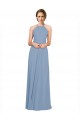 Pleated Halter Neckline A-Line Chiffon Bridesmaid with Criss Cross Back