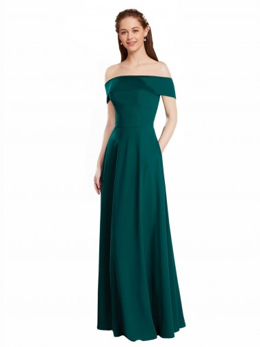 Shop Classic Off the Shoulder Chiffon Bridesmaid Dress with Cap Sleeves UK