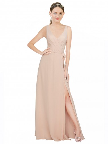 Shop Chiffon Bridesmaids Dress with Matching Chiffon Tie Sash UK