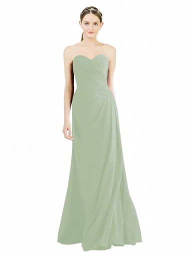 Shop Sweetheart Neckline Draped Floor Length Chiffon Bridesmaid Dress UK