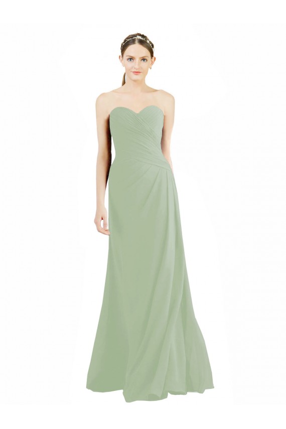 Sweetheart Neckline Draped Floor Length Chiffon Bridesmaid Dress