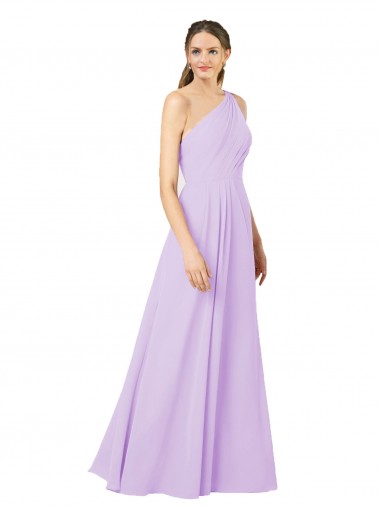 Shop Grecian Inspired Simple One Shoulder Chiffon Formal Bridesmaid Dress with Ruching UK