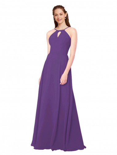 Shop High Halter Chiffon Bridesmaid Dress with Keyhole UK