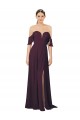 Romantic Off-Shoulder Chiffon Bridesmaid Dress with Plunging V-Neck