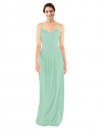 Shop Classic Long Chiffon Bridesmaid Dress with V-Neck UK