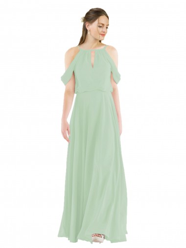 Shop Off-the-Shoulder Long Chiffon Beachy Bridesmaid Dress UK