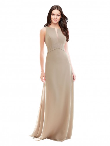 Shop Elegant Bridesmaid with High Neckline and Illusion V-Neck UK