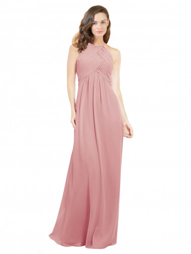 Shop Chiffon Bridesmaids Dress with Draped Bodice and Keyhole Back UK