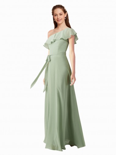 Shop Chiffon Bridesmaids Dress with Ruffles Flutter Sleeves UK