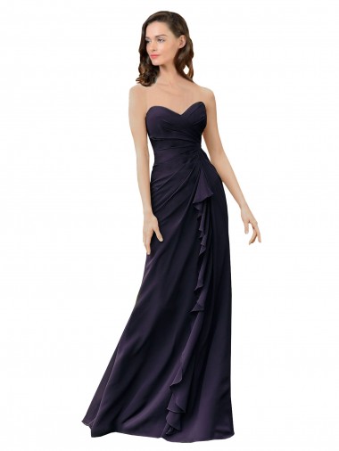 Shop Strapless Chiffon Bridesmaids Dress with Sweetheart Neckline UK