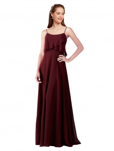 Shop Chiffon Bridesmaids Dress with Spaghetti Straps UK