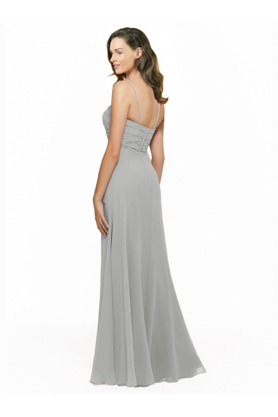 Chiffon Bridesmaid Dress with Sweetheart Neckline and Adjustable Straps