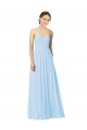 Full Length Chiffon Bridesmaid Dress with Deep Sweetheat and Shirred Bodice