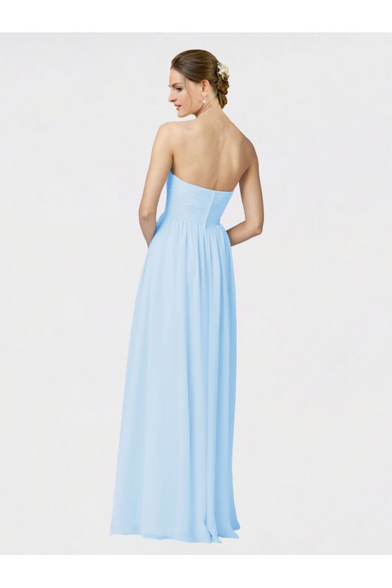 Full Length Chiffon Bridesmaid Dress with Deep Sweetheat and Shirred Bodice