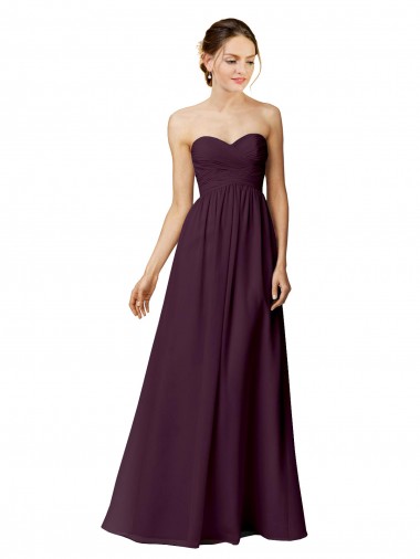 Shop Strapless Chiffon Bridesmaid Dress with Criss Cross Shirred Bodice UK